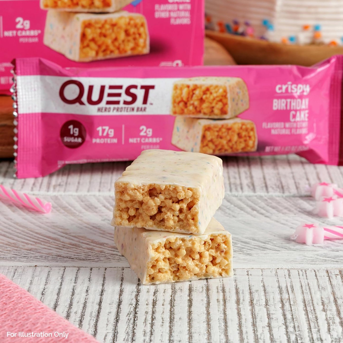 Quest Nutrition Crispy Hero Protein Bar, 17g Protein, 1g Sugar, 2g Net Carbs, Gluten Free , 12 Count