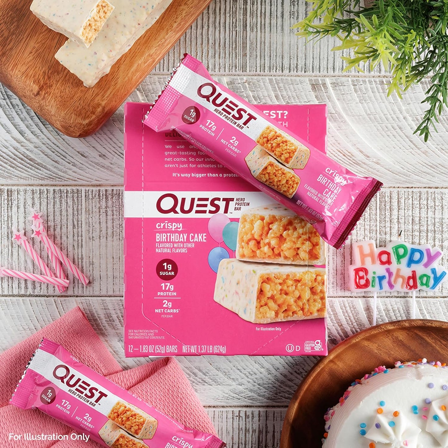 Quest Nutrition Crispy Hero Protein Bar, 17g Protein, 1g Sugar, 2g Net Carbs, Gluten Free , 12 Count