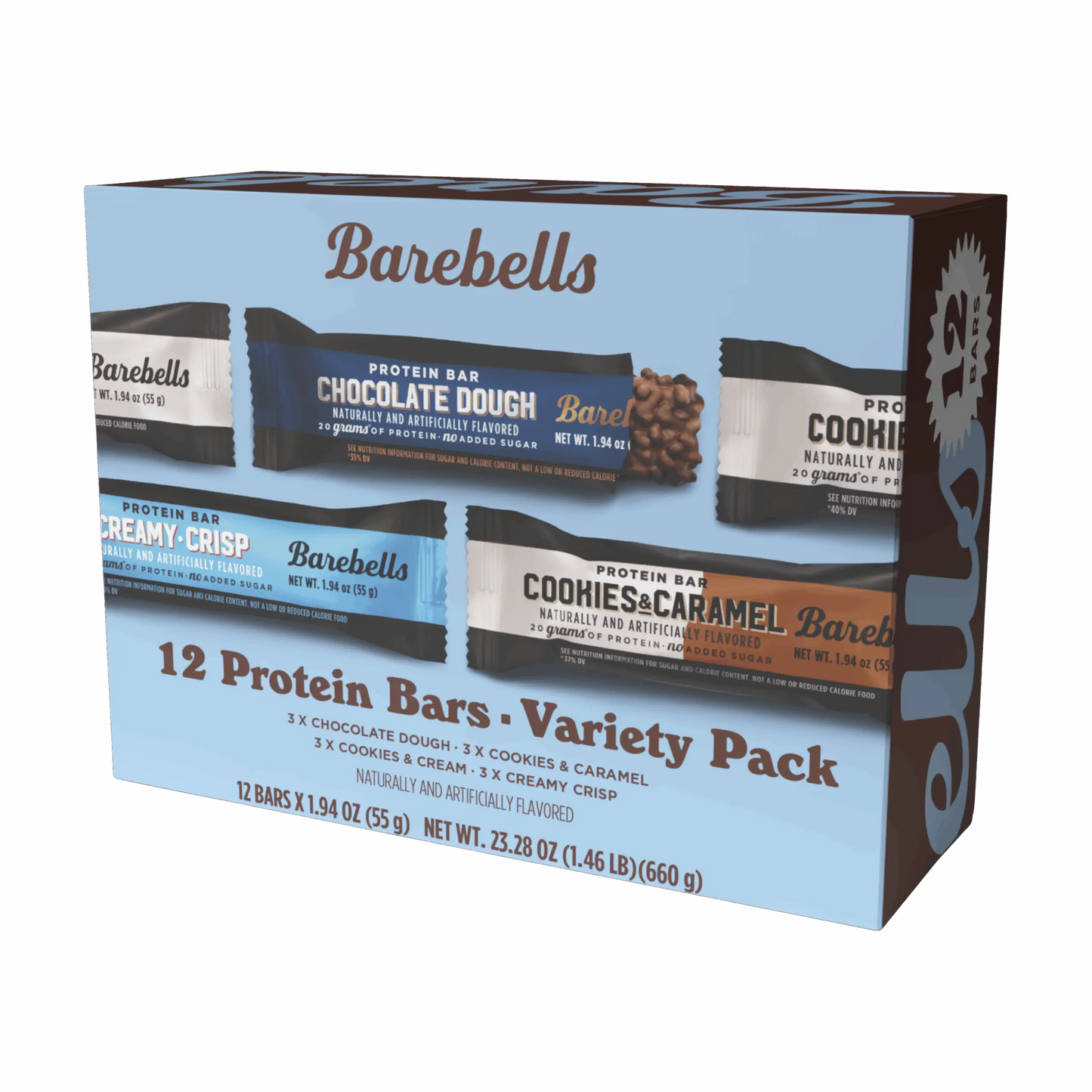Barebells Protein Bars - 12 Count, 1.9oz Bars - Protein Snacks with 20g of High Protein - 1g of Total Sugars