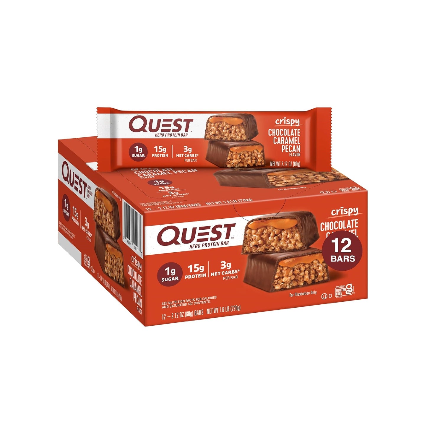 Quest Nutrition Crispy Hero Protein Bar, 17g Protein, 1g Sugar, 2g Net Carbs, Gluten Free ,  12 Count