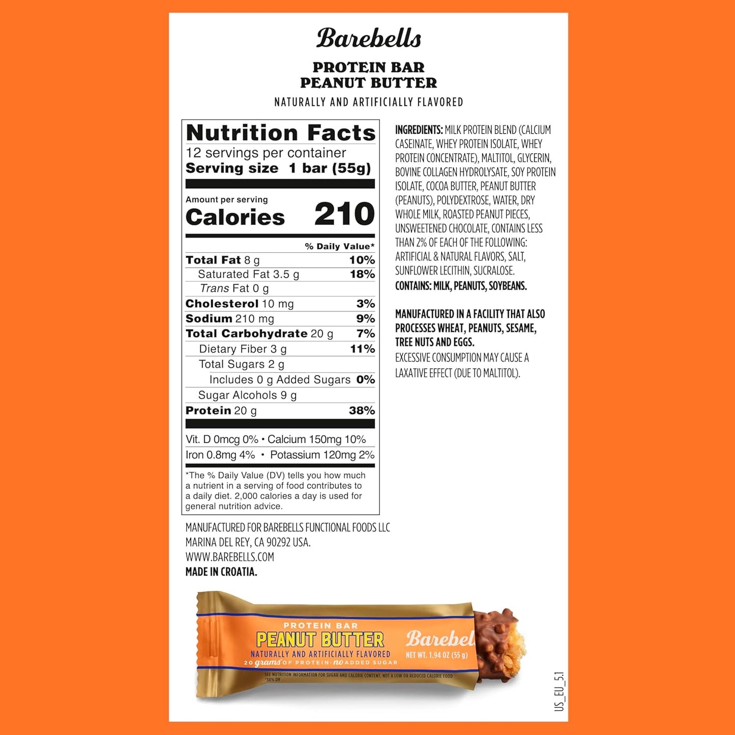 Barebells Protein Bars  - 12 Count, 1.9oz Bars - Protein Snacks with 20g of High Protein - 1g of Total Sugars