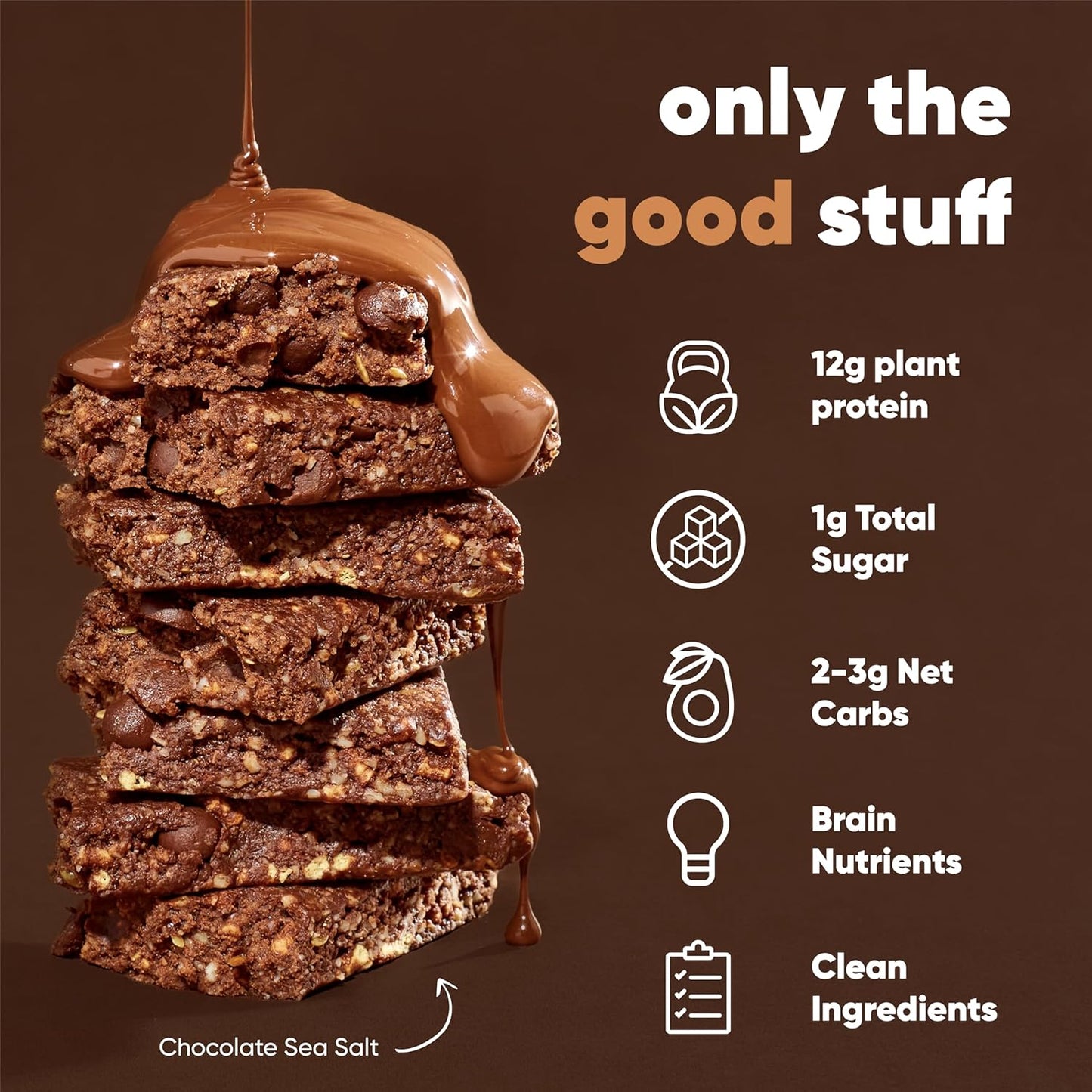 IQBAR Brain and Body Plant Protein Bars -12-Count Low Carb - Gluten Free, High Fiber